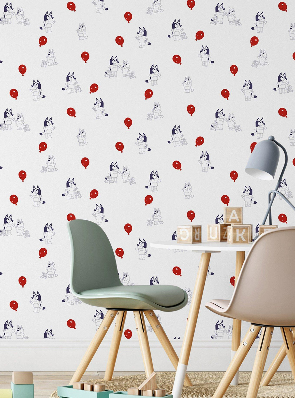 Papel mural autoadhesivo Bluey Keepy Uppy blanco