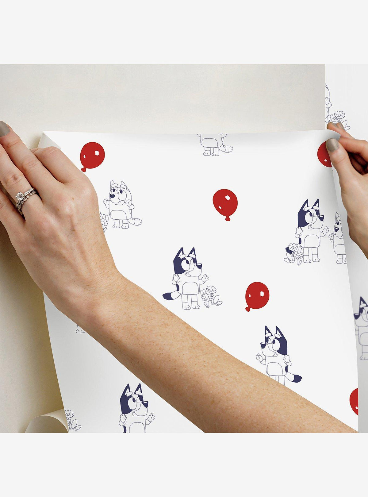 Papel mural autoadhesivo Bluey Keepy Uppy blanco