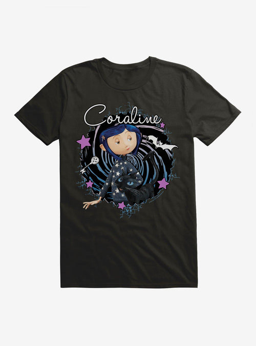 Polera Coraline The Cat, remolinos y estrellas