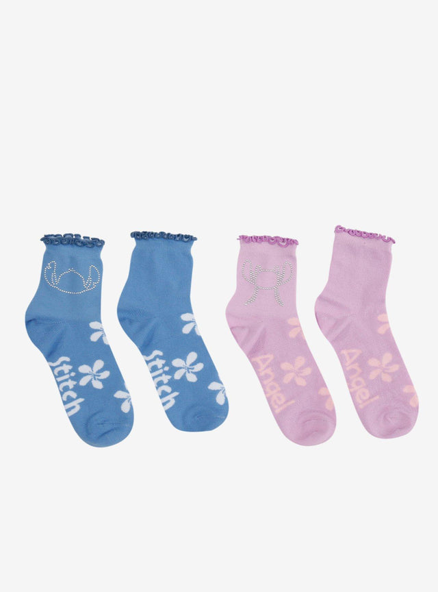 Calcetines tobilleros Disney Stitch y Angel con strass (2 pares)