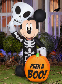Decoración inflable de Mickey Mouse esqueleto con calabaza