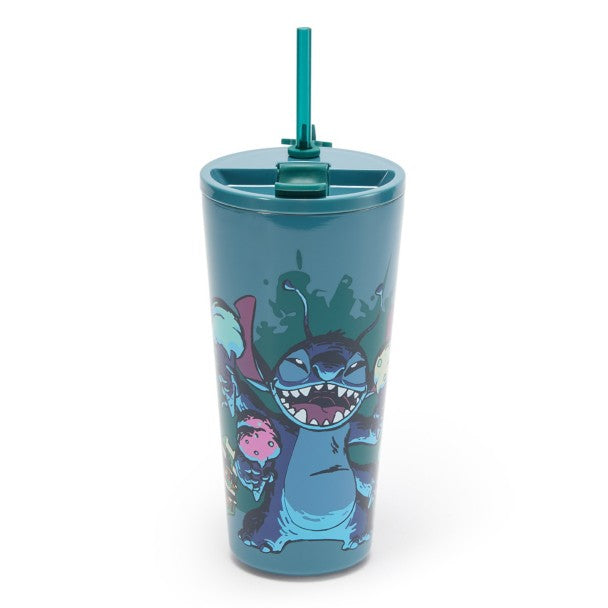 Botella de acero inoxidable con bombilla de Stitch