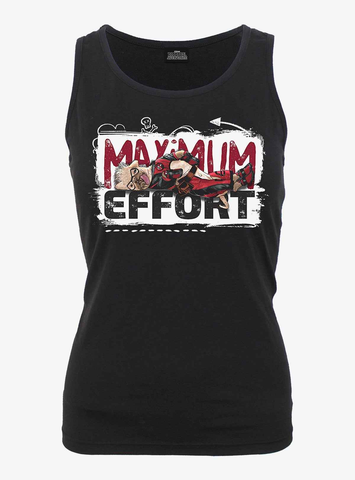 Polera negra Deadpool Maximum Effort espalda nadadora