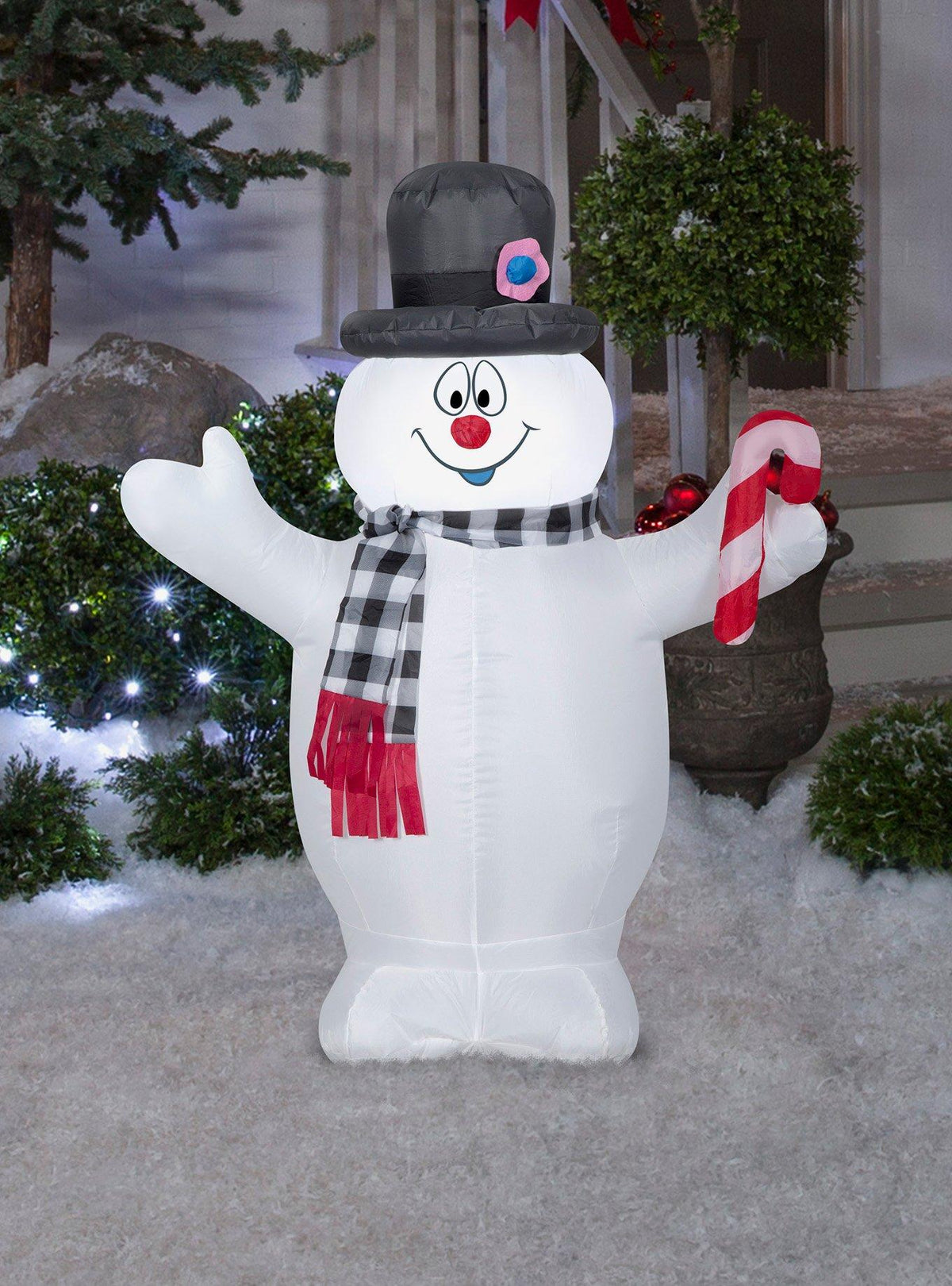 Frosty the Snowman inflable con bastón de caramelo