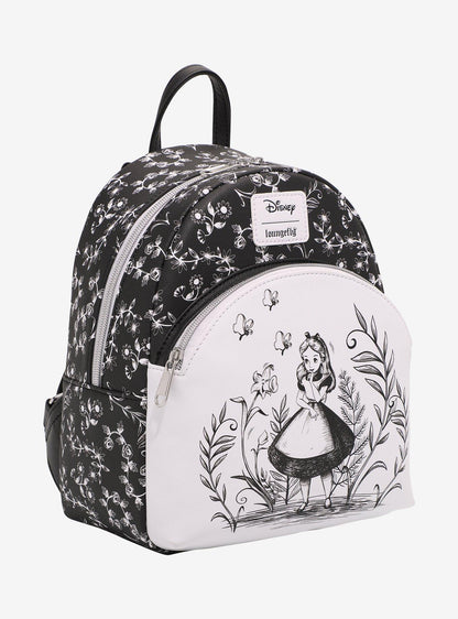 Mochila mini negra y blanca de Alice in Wonderland