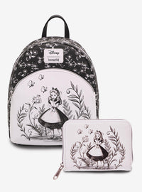 Mochila mini negra y blanca de Alice in Wonderland