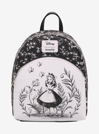 Mochila mini negra y blanca de Alice in Wonderland