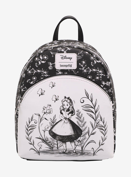 Mochila mini negra y blanca de Alice in Wonderland