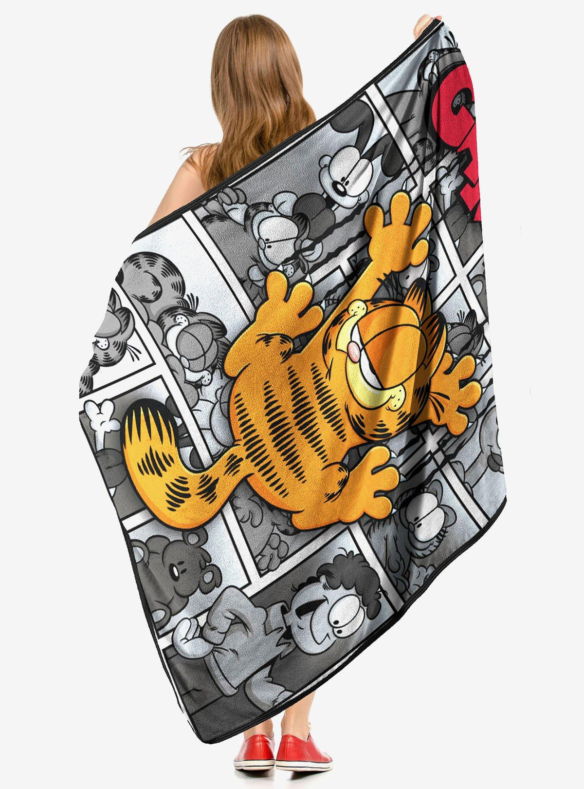 Manta Garfield con diseño de arañazo y sonrisa