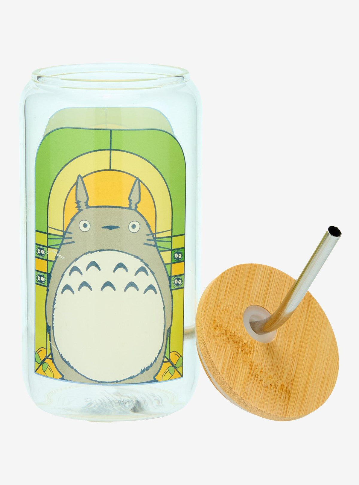 Vaso de vidrio Mi vecino Totoro con bombilla