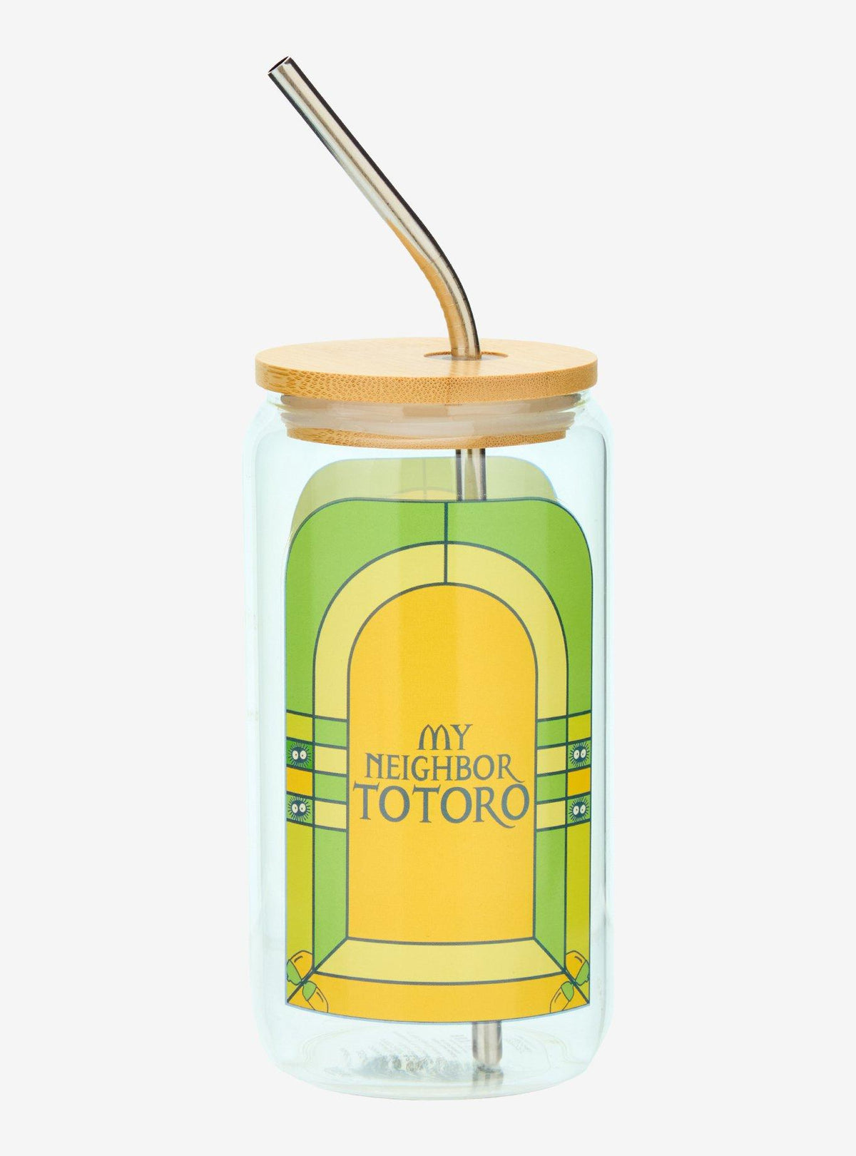 Vaso de vidrio Mi vecino Totoro con bombilla