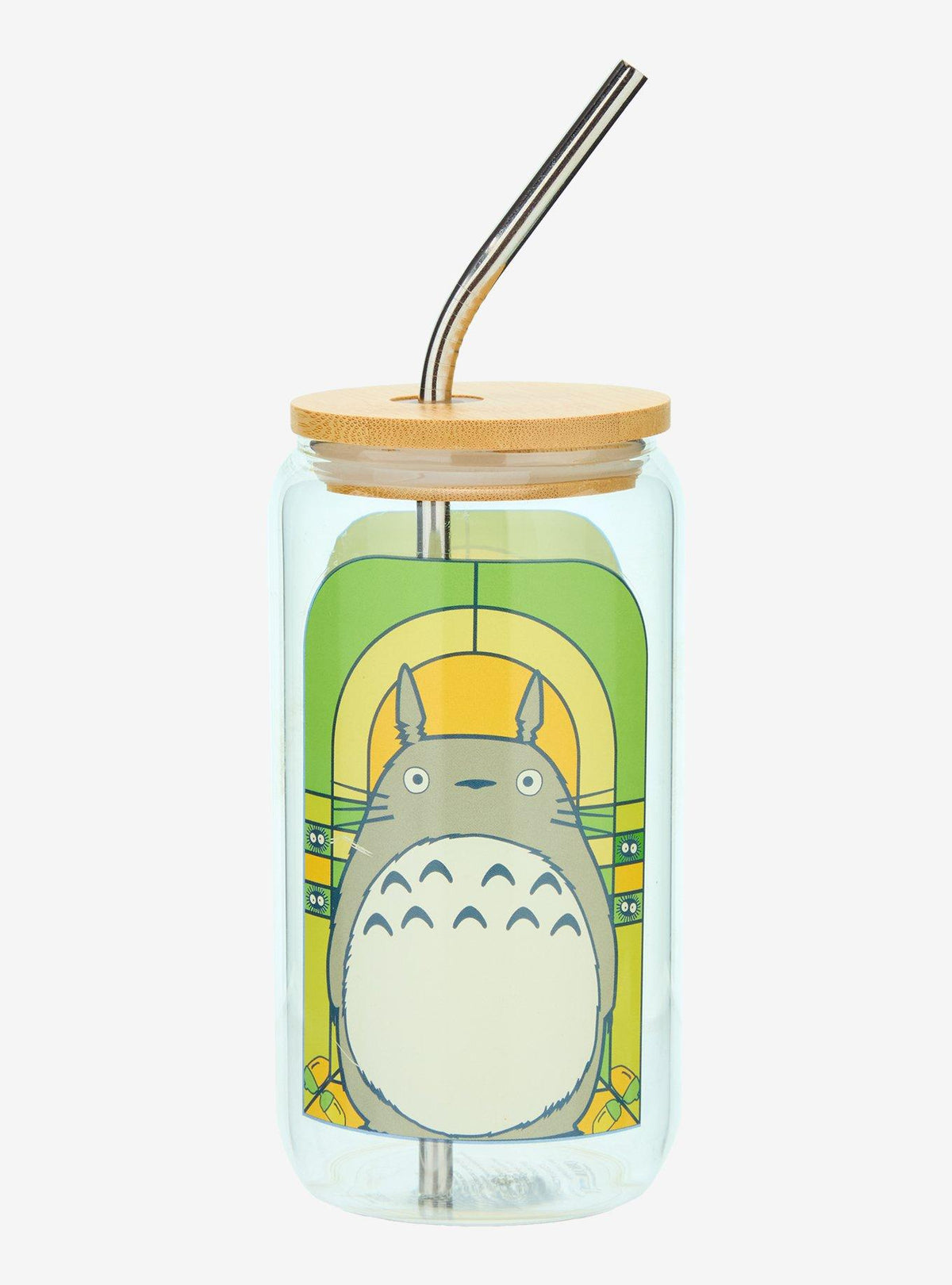 Vaso de vidrio Mi vecino Totoro con bombilla