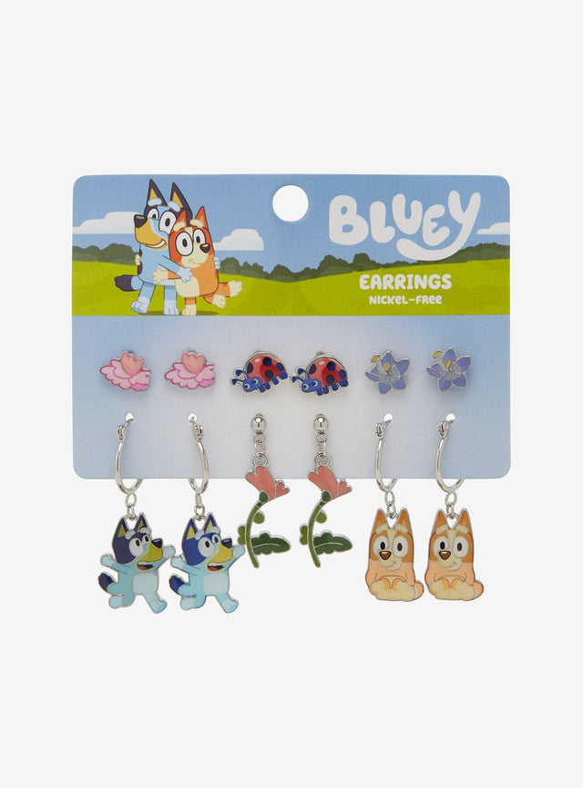 Set de aros Bluey y Bingo con flores