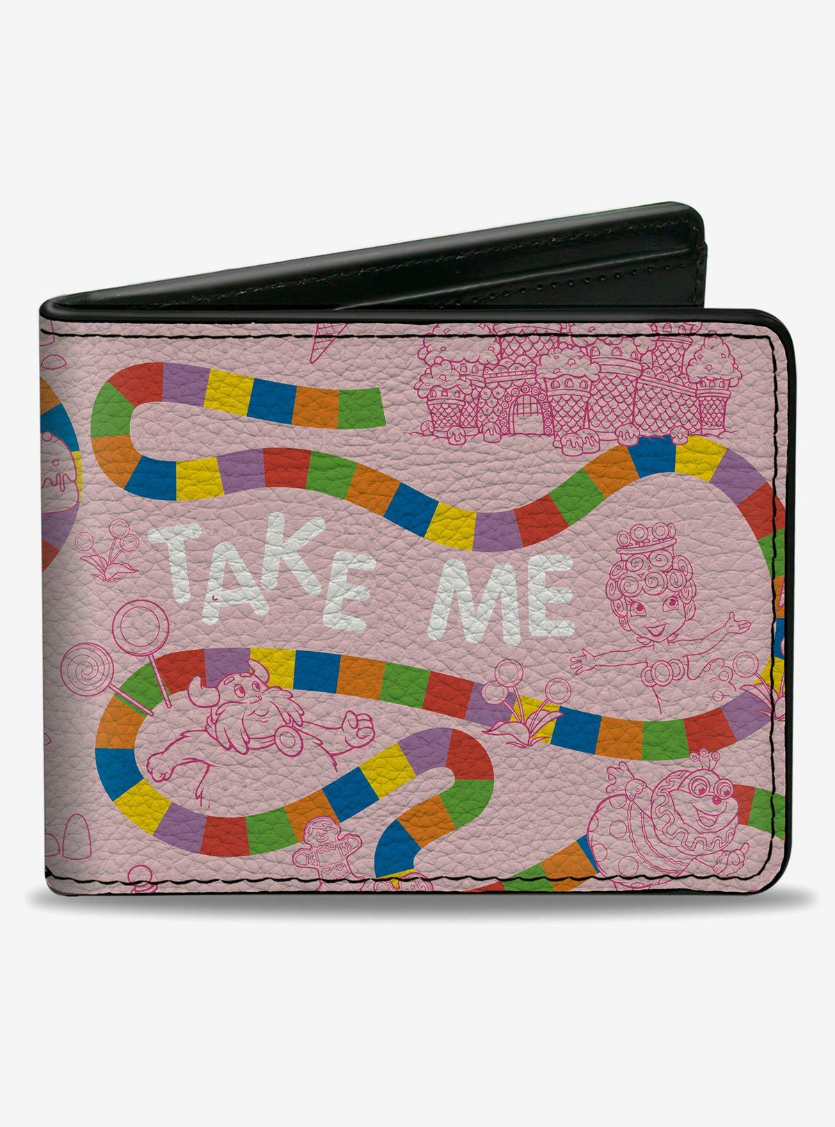 Billetera plegable rosa Candy Land: camino y personajes
