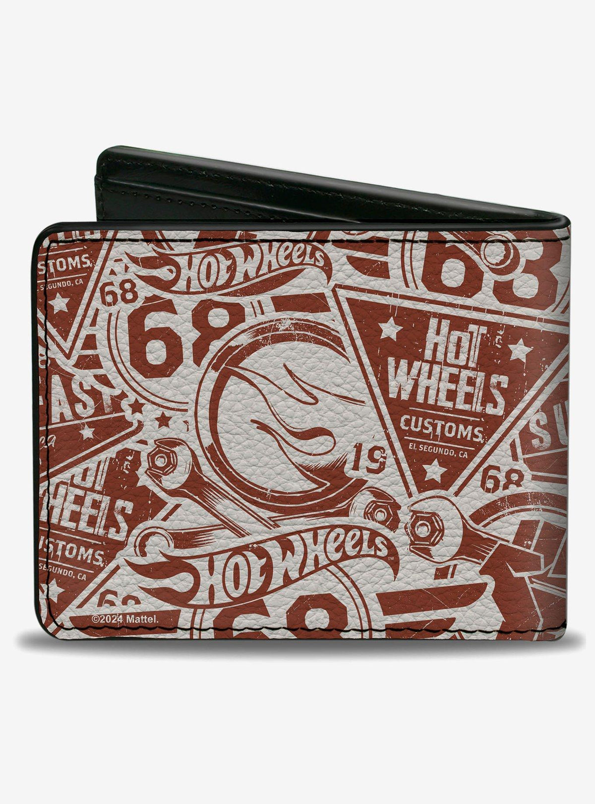 Billetera plegable Hot Wheels 68 Icons Collage burdeo y blanca