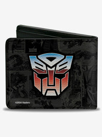 Billetera gris Transformers Autobots con paneles de cómic