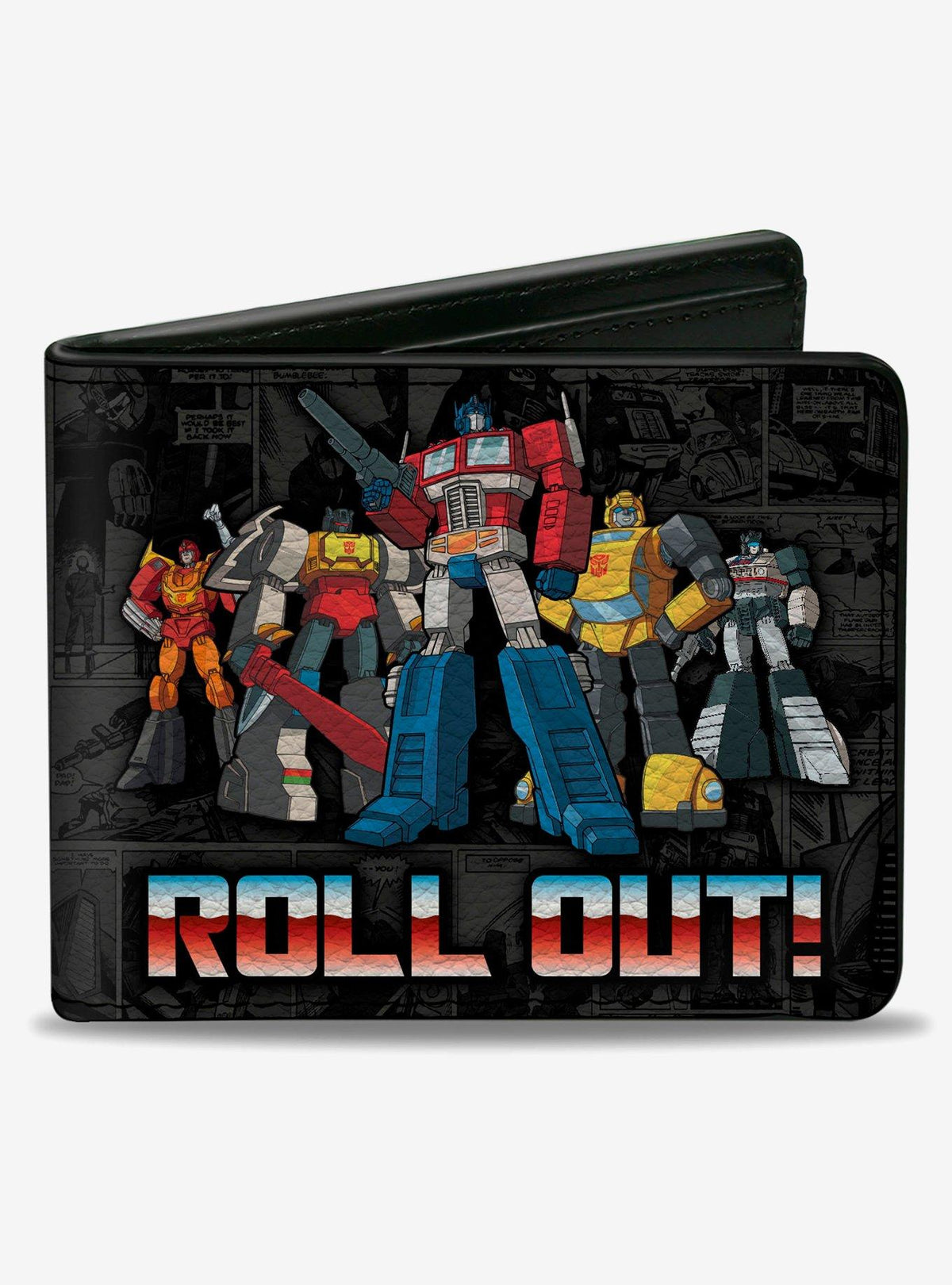 Billetera gris Transformers Autobots con paneles de cómic
