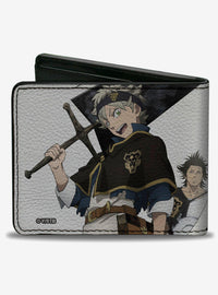 Billetera gris de doble pliegue Black Clover: Asta, Yami y Noelle