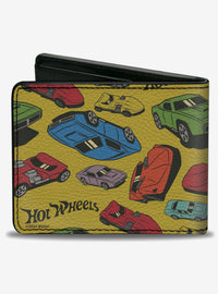 Billetera plegable Hot Wheels amarilla y multicolor
