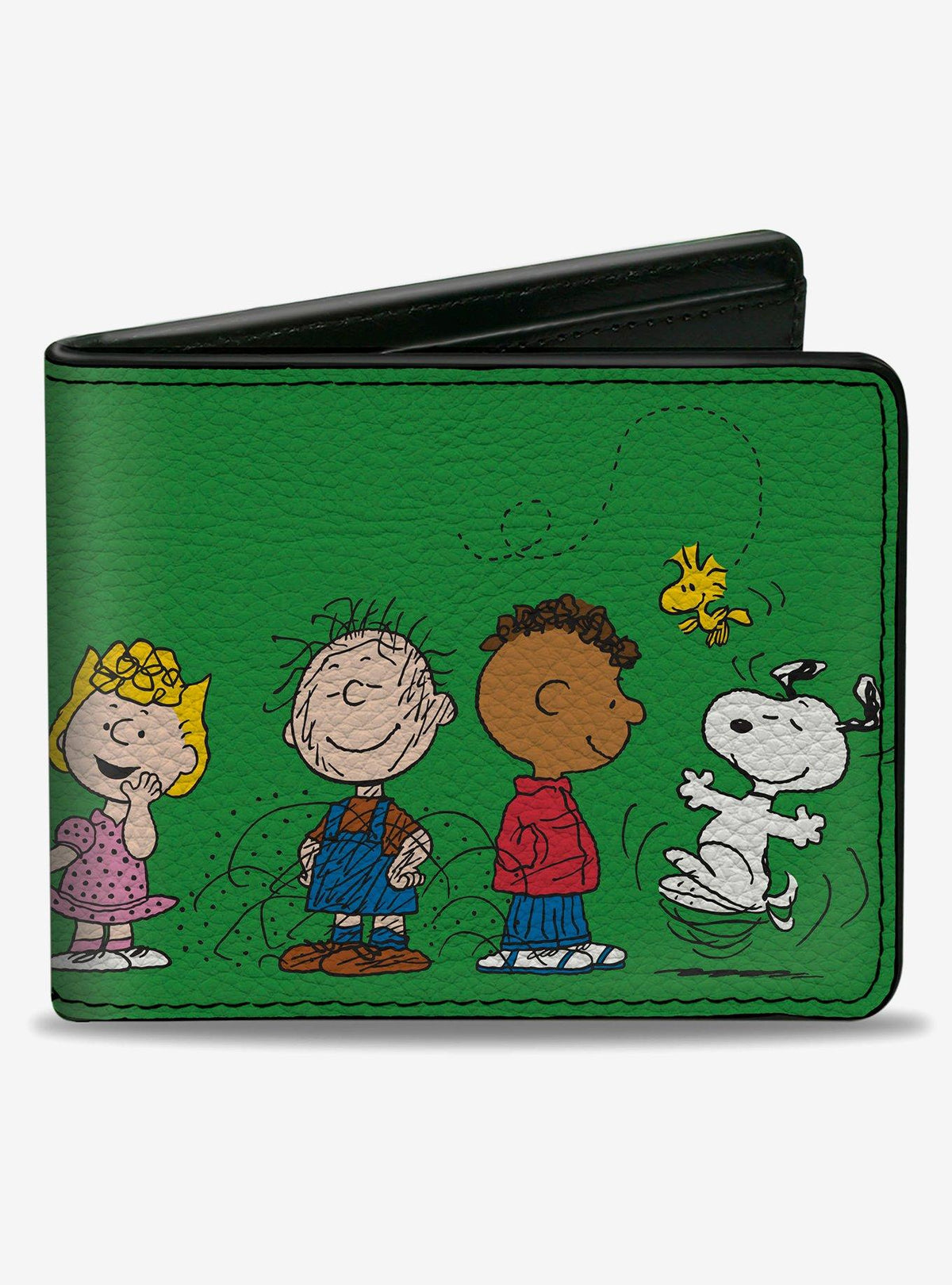 Billetera bifold verde Peanuts Gang