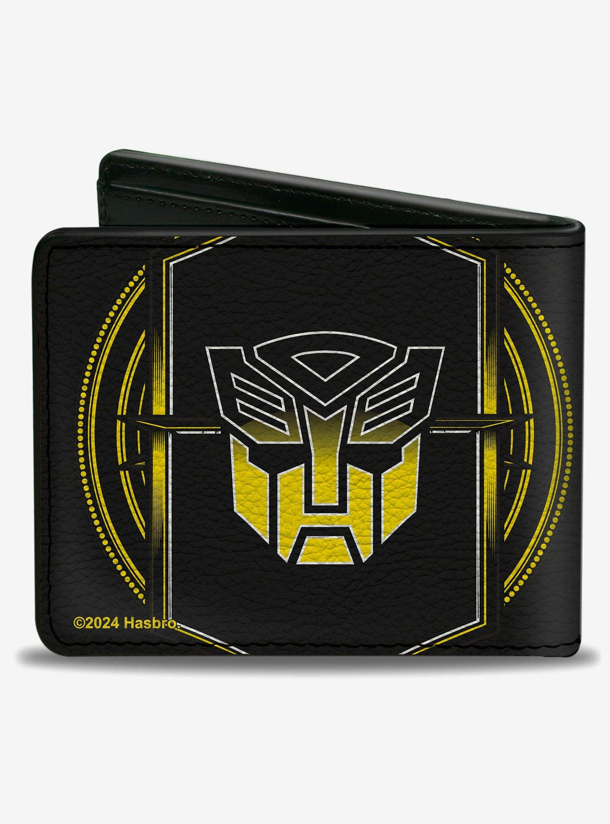 Billetera amarilla Transformers con Bumblebee y emblema Autobot