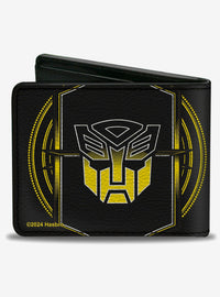 Billetera amarilla Transformers con Bumblebee y emblema Autobot