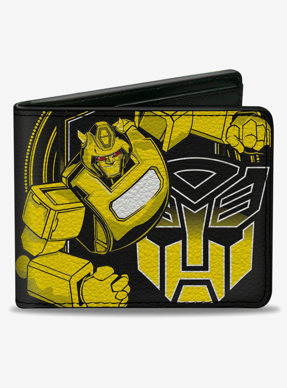 Billetera amarilla Transformers con Bumblebee y emblema Autobot