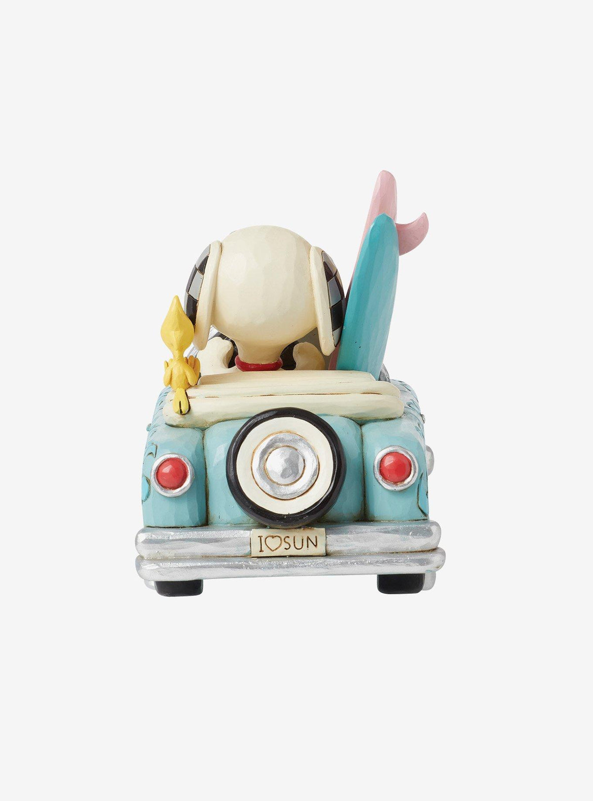 Figura Peanuts de Snoopy y Woodstock en auto surfista