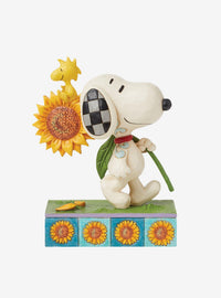 Figura Peanuts de Snoopy y Woodstock con girasol