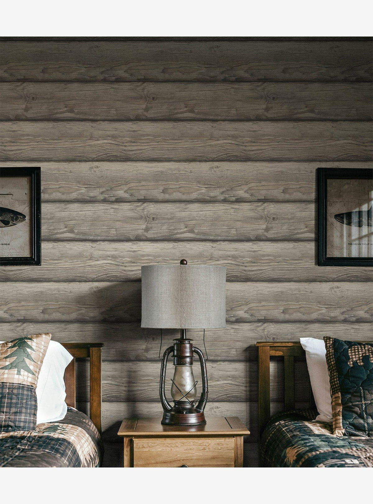 Papel mural autoadhesivo café Yellowstone Bunkhouse