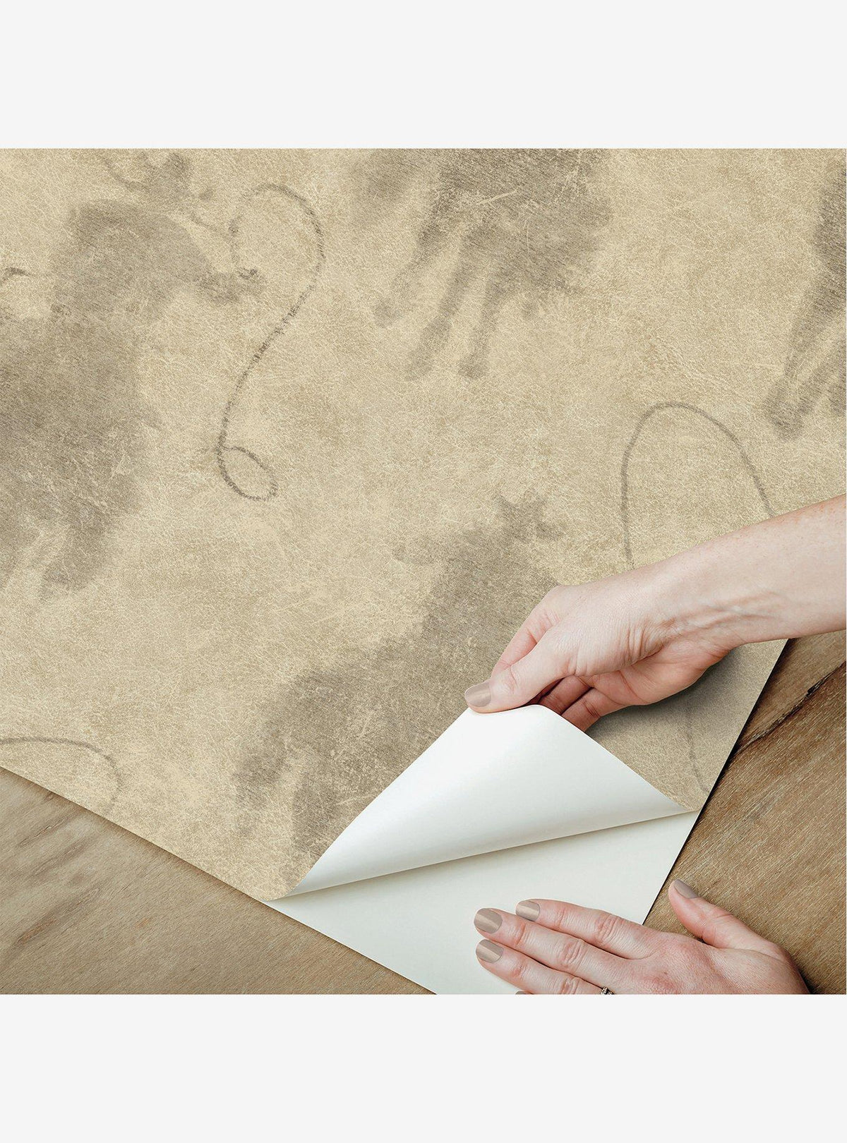 Yellowstone Papel mural autoadhesivo beige con silueta vaquera