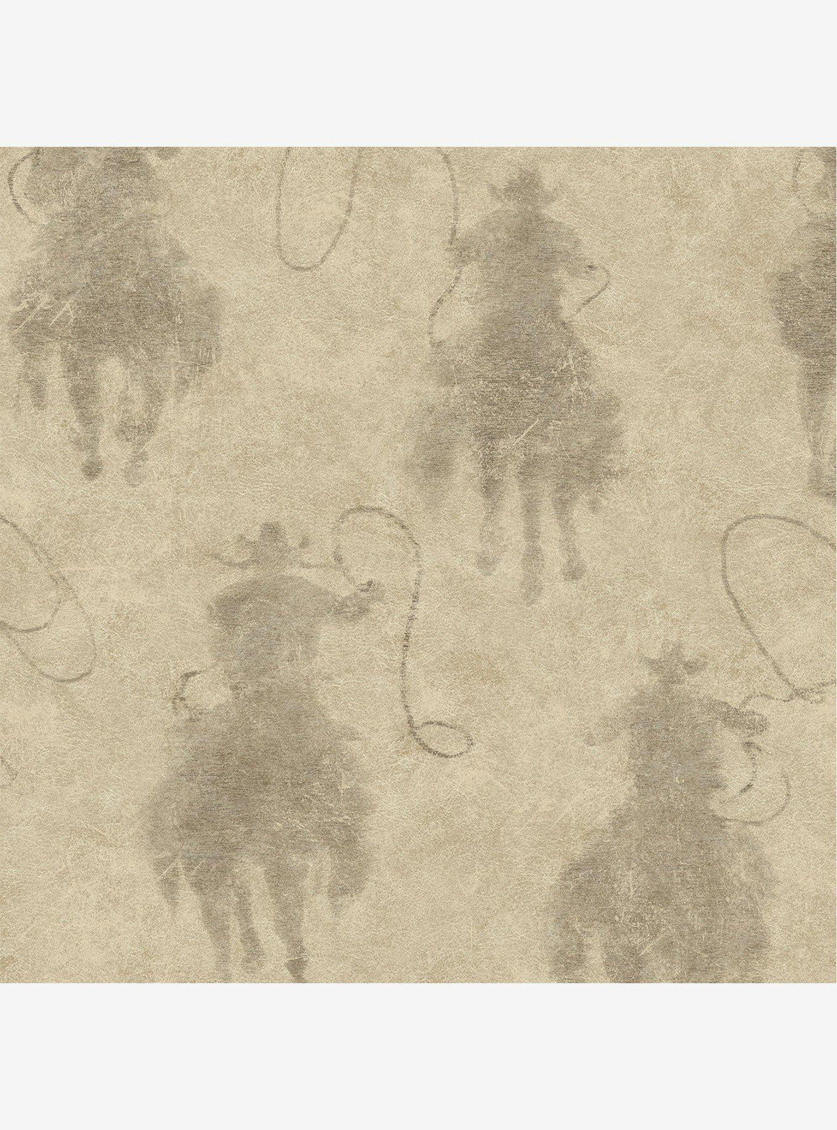 Yellowstone Papel mural autoadhesivo beige con silueta vaquera