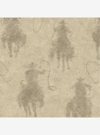 Yellowstone Papel mural autoadhesivo beige con silueta vaquera