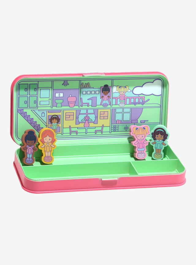 Estuche Polly Pocket con set de gomas de borrar