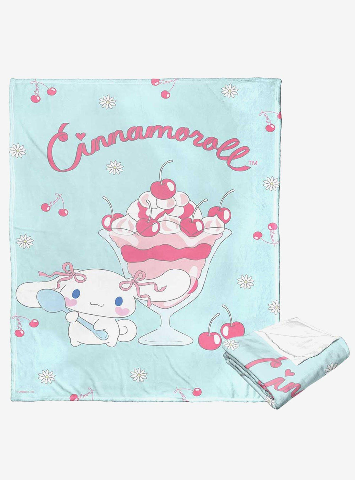Manta de tacto sedoso Cinnamoroll con cerezas
