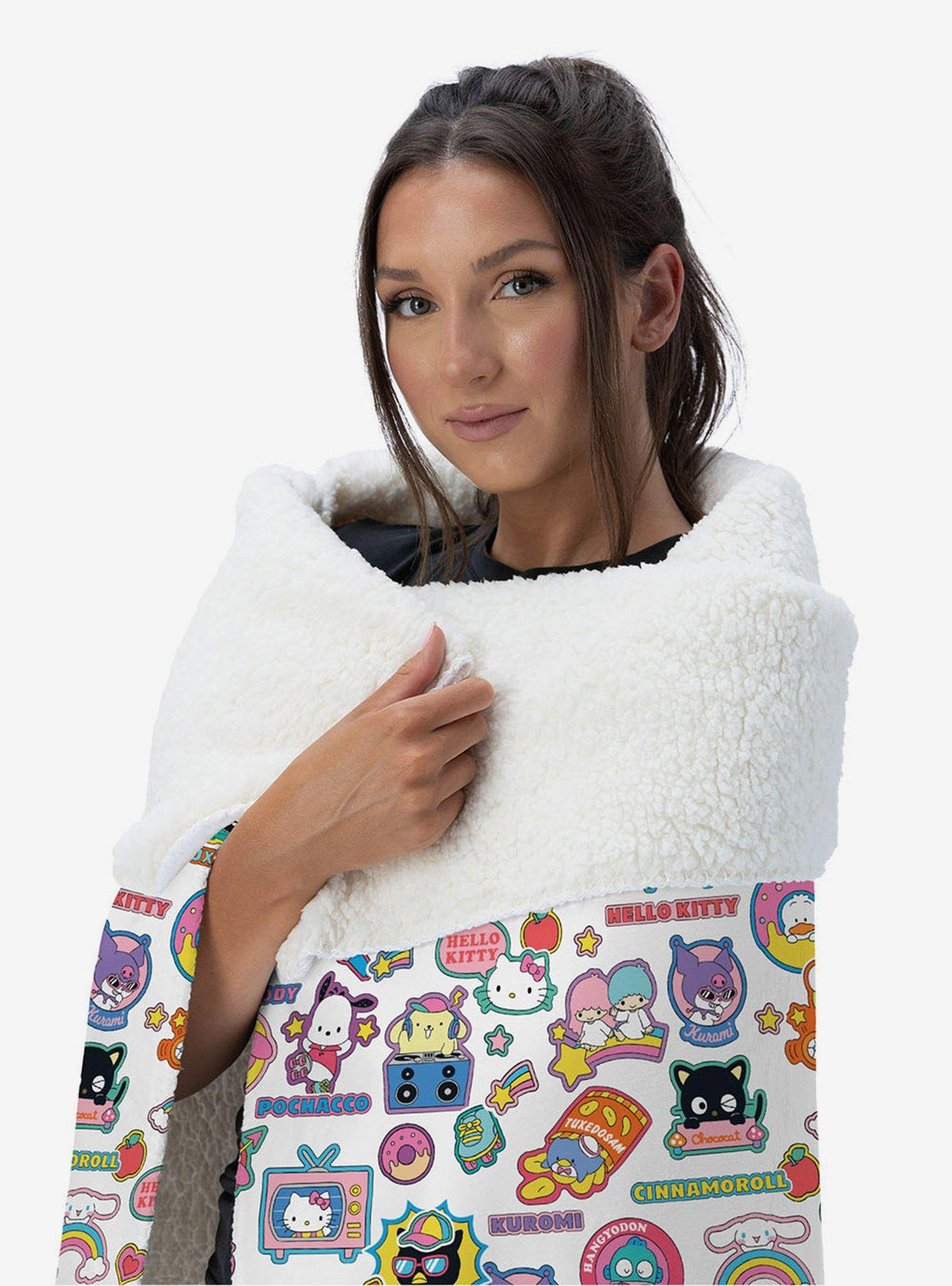 Manta Sherpa de tacto sedoso Hello Kitty y amigos