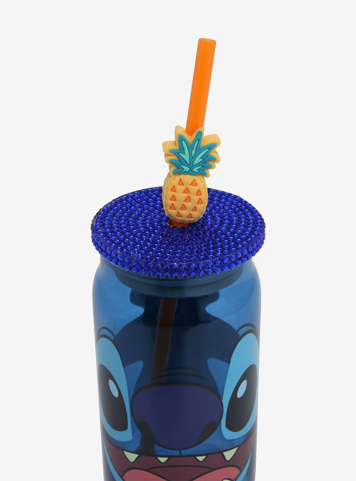 Vaso de vidrio Disney Stitch con bombilla y dije de piña
