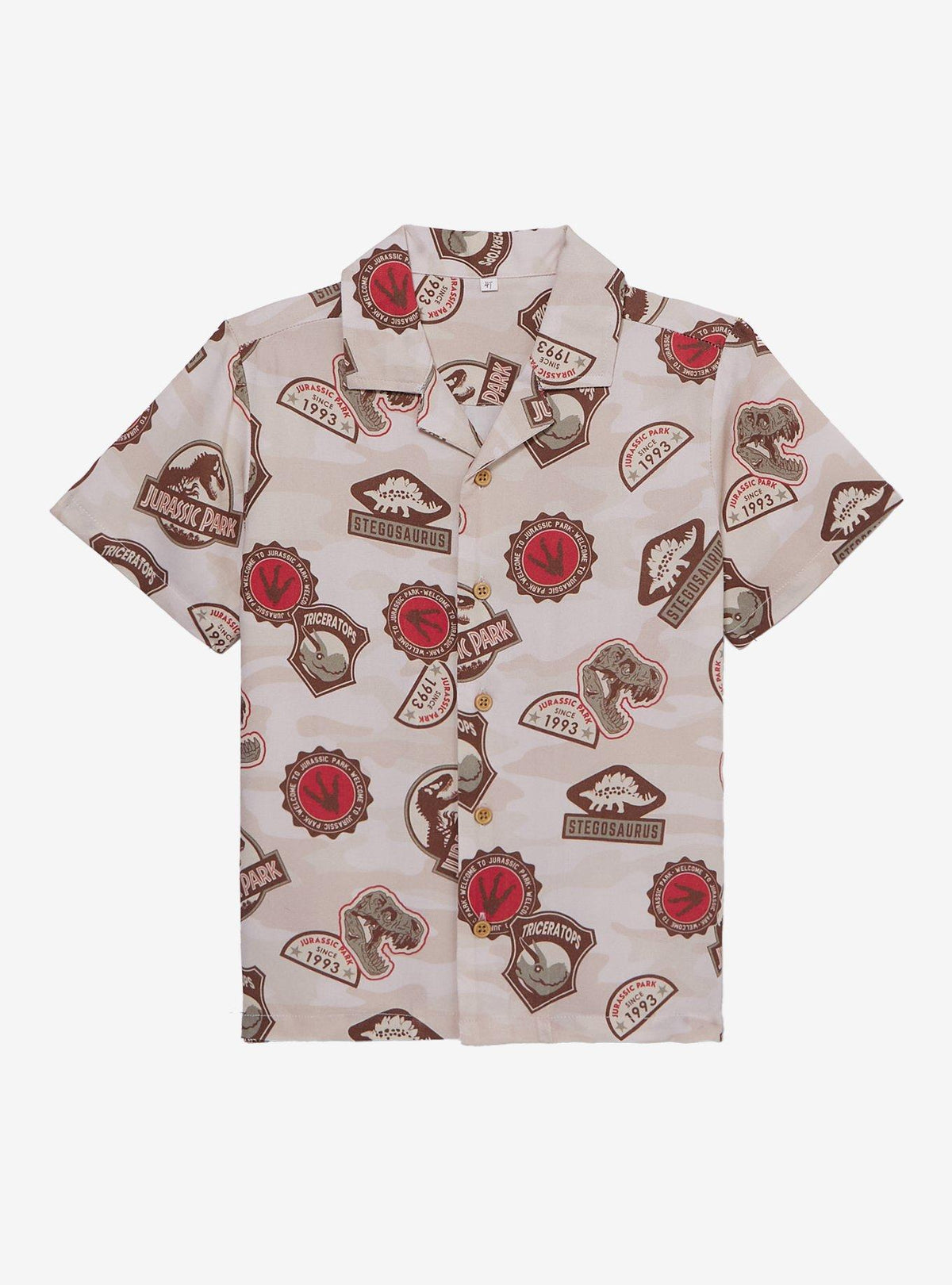 Camisa infantil Jurassic Park con estampado de insignias
