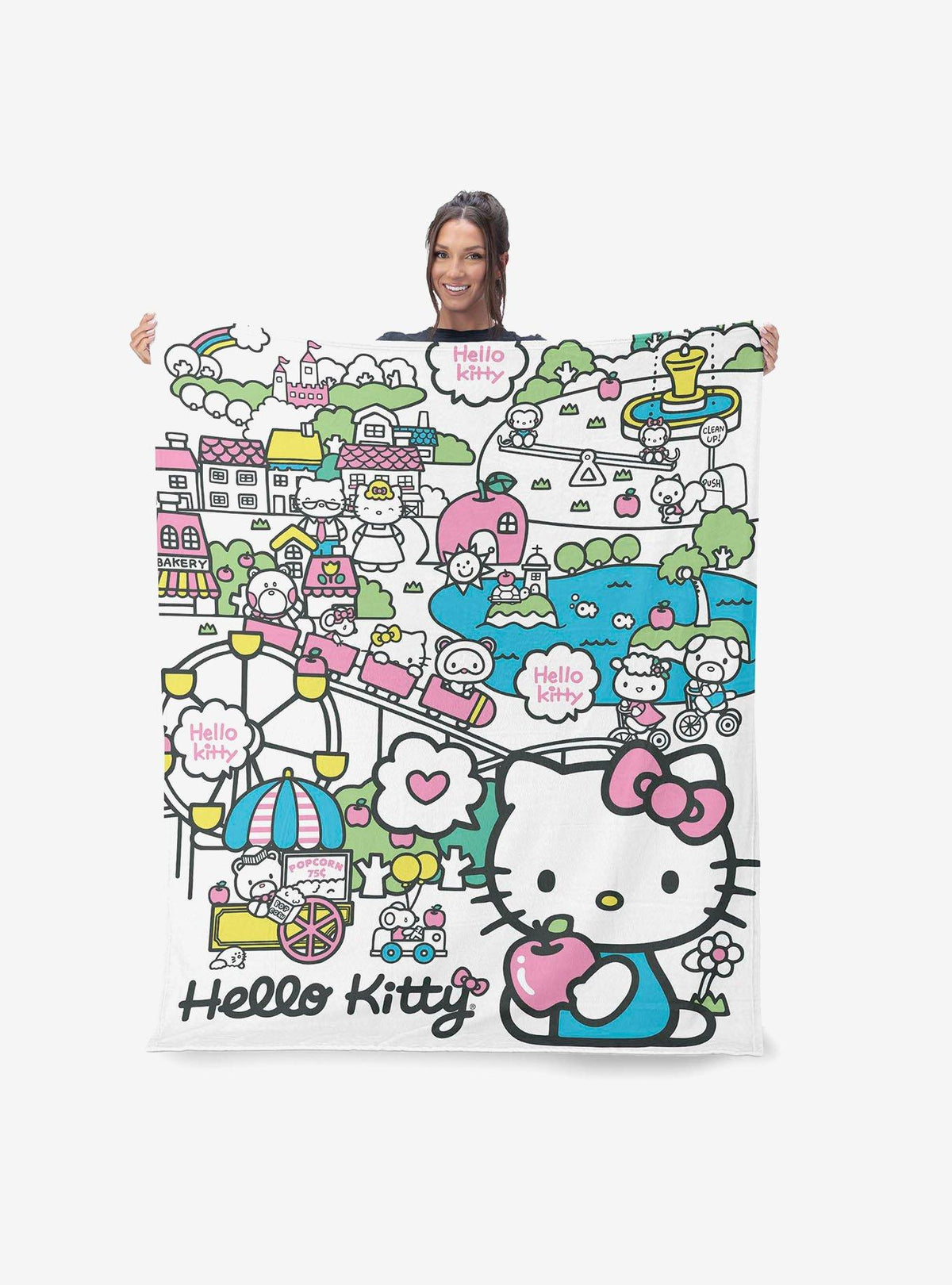 Manta de tacto sedoso Hello Kitty en la ciudad