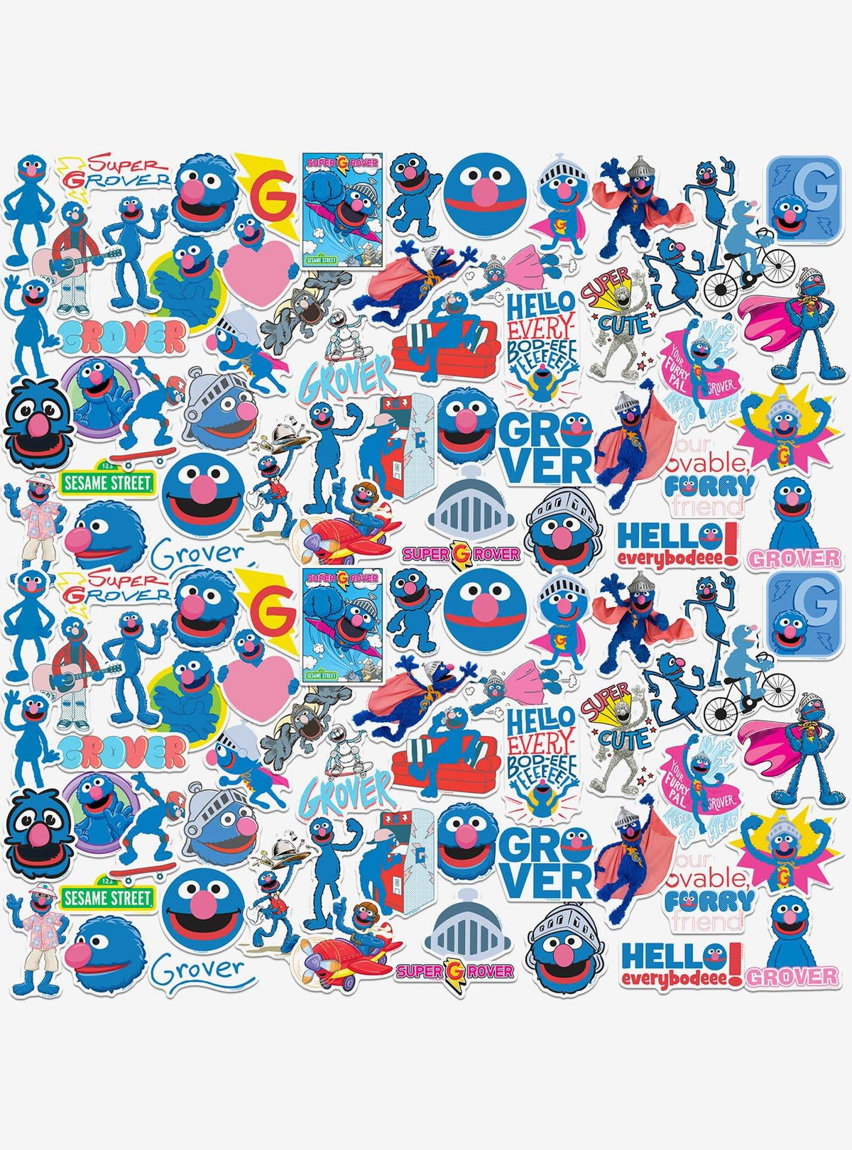Pack de 100 stickers de vinilo de Grover | Sesame Street