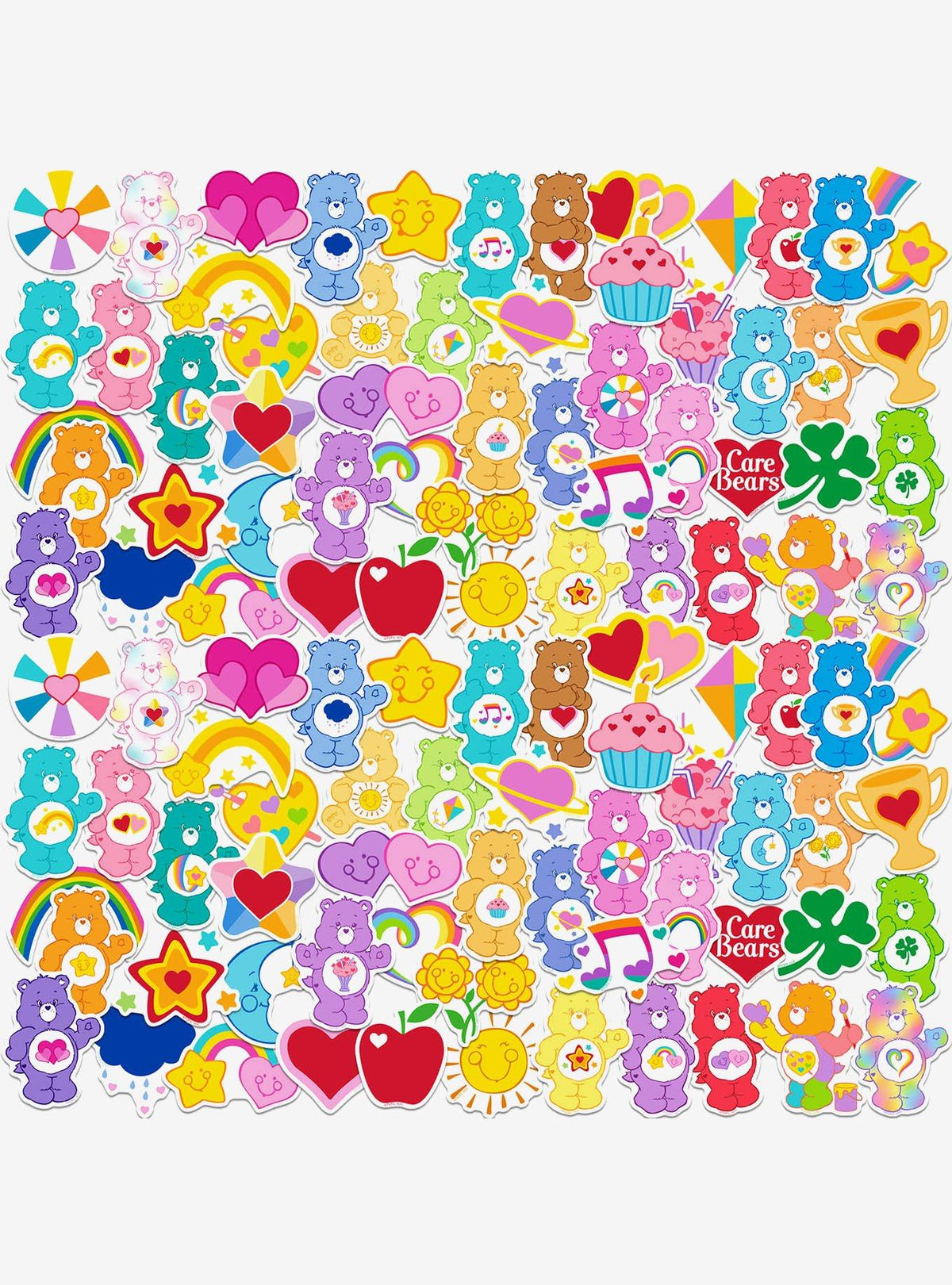 Pack de 100 stickers de Care Bears y sus emblemas