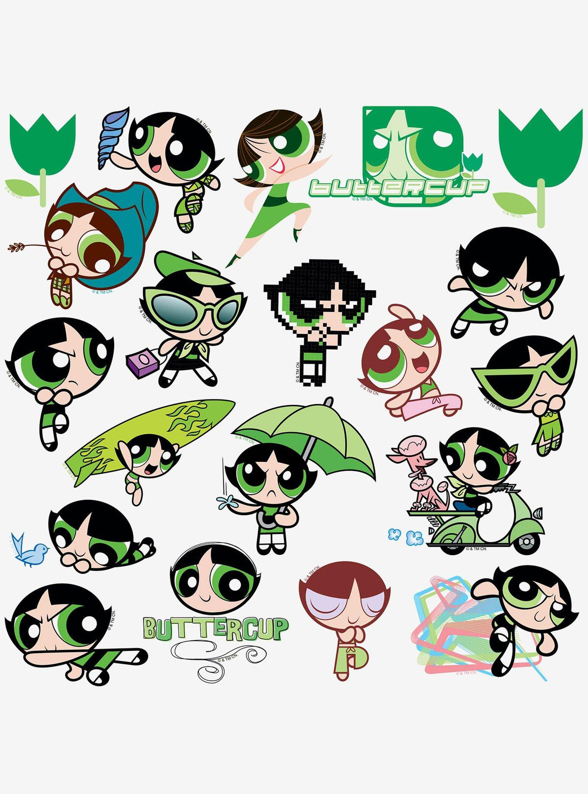 Pack de 100 stickers de Buttercup - The Powerpuff Girls