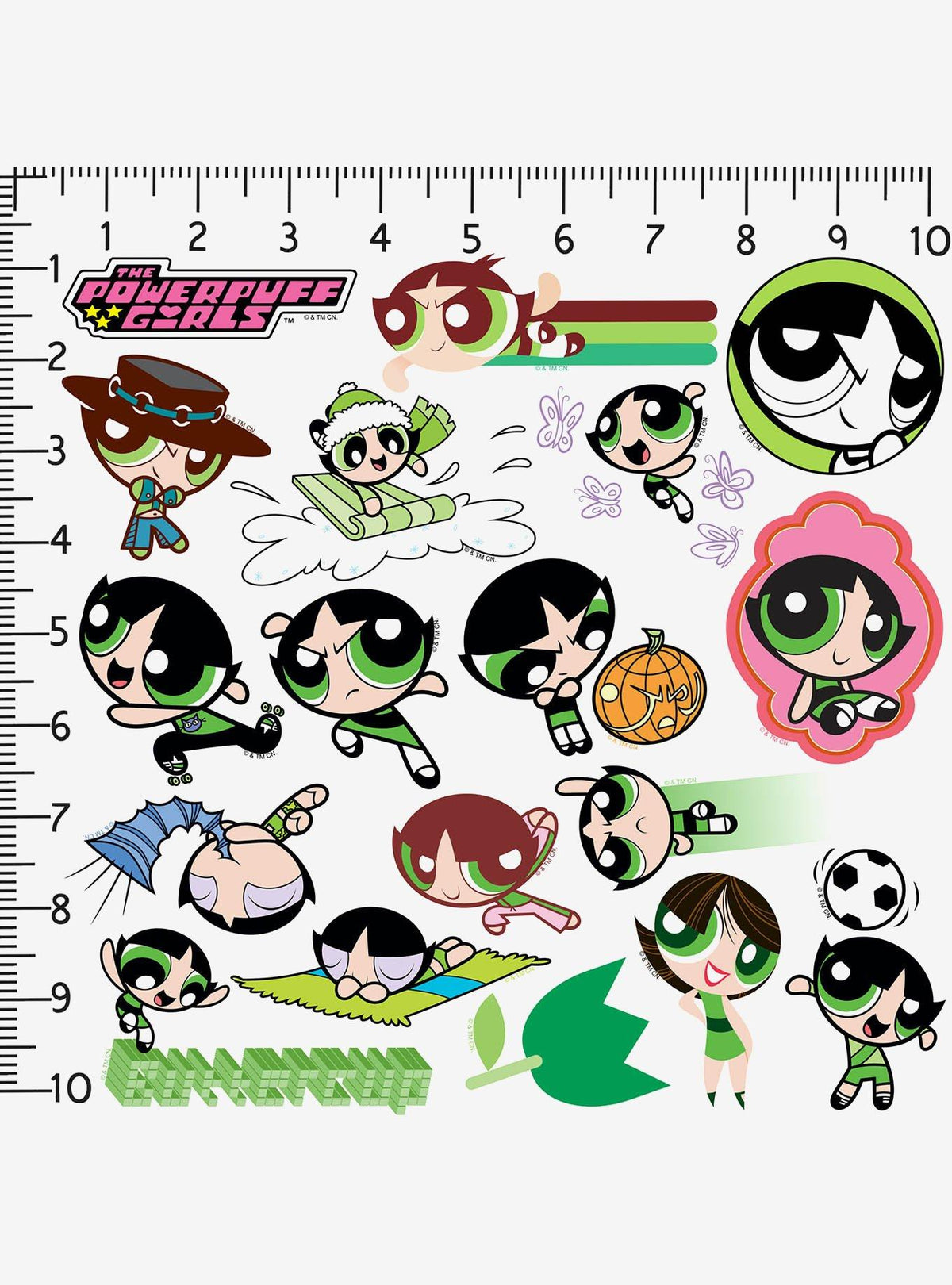 Pack de 100 stickers de Buttercup - The Powerpuff Girls