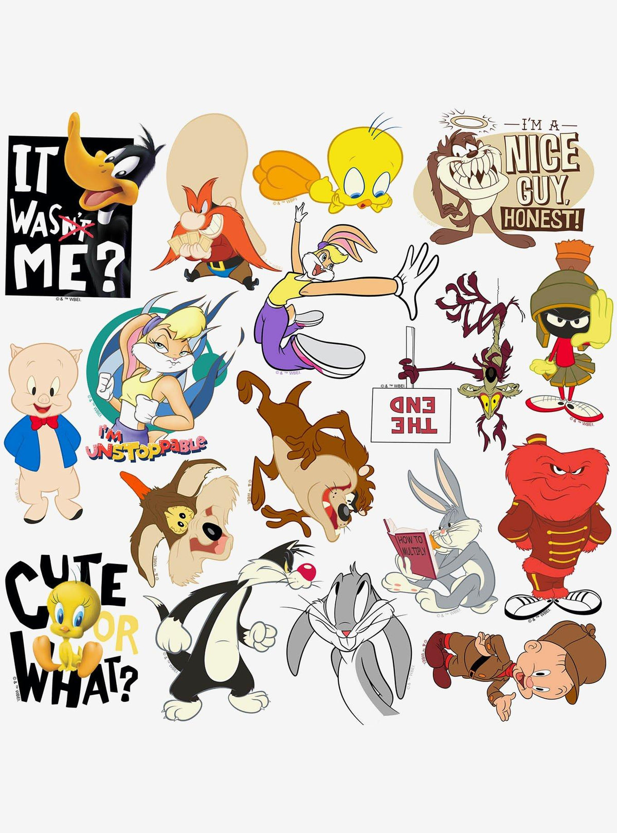 Pack de 100 stickers variados de Looney Tunes