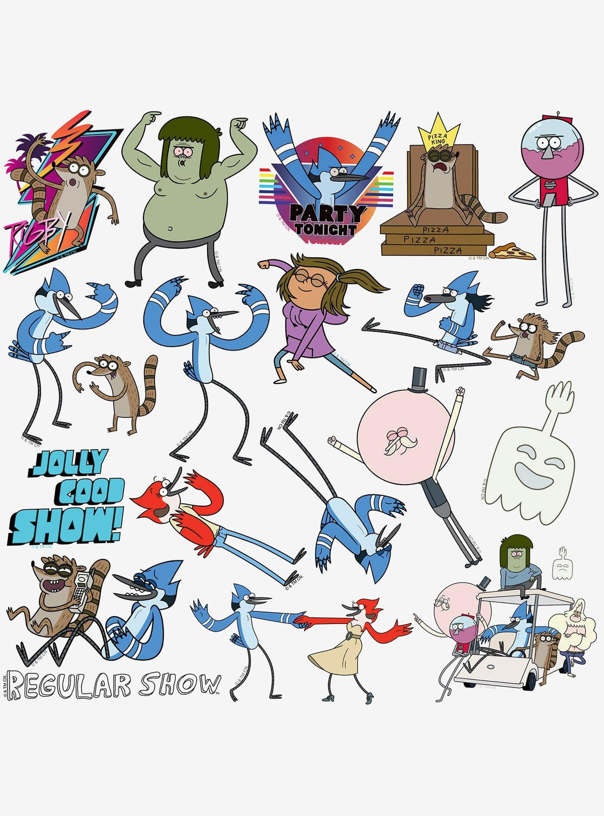 Pack de 100 stickers troquelados de Regular Show