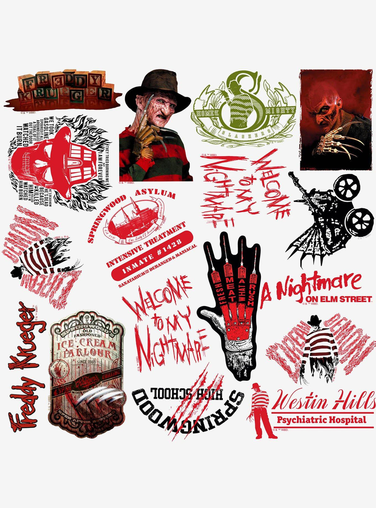 A Nightmare on Elm Street: pack de 100 stickers de vinilo