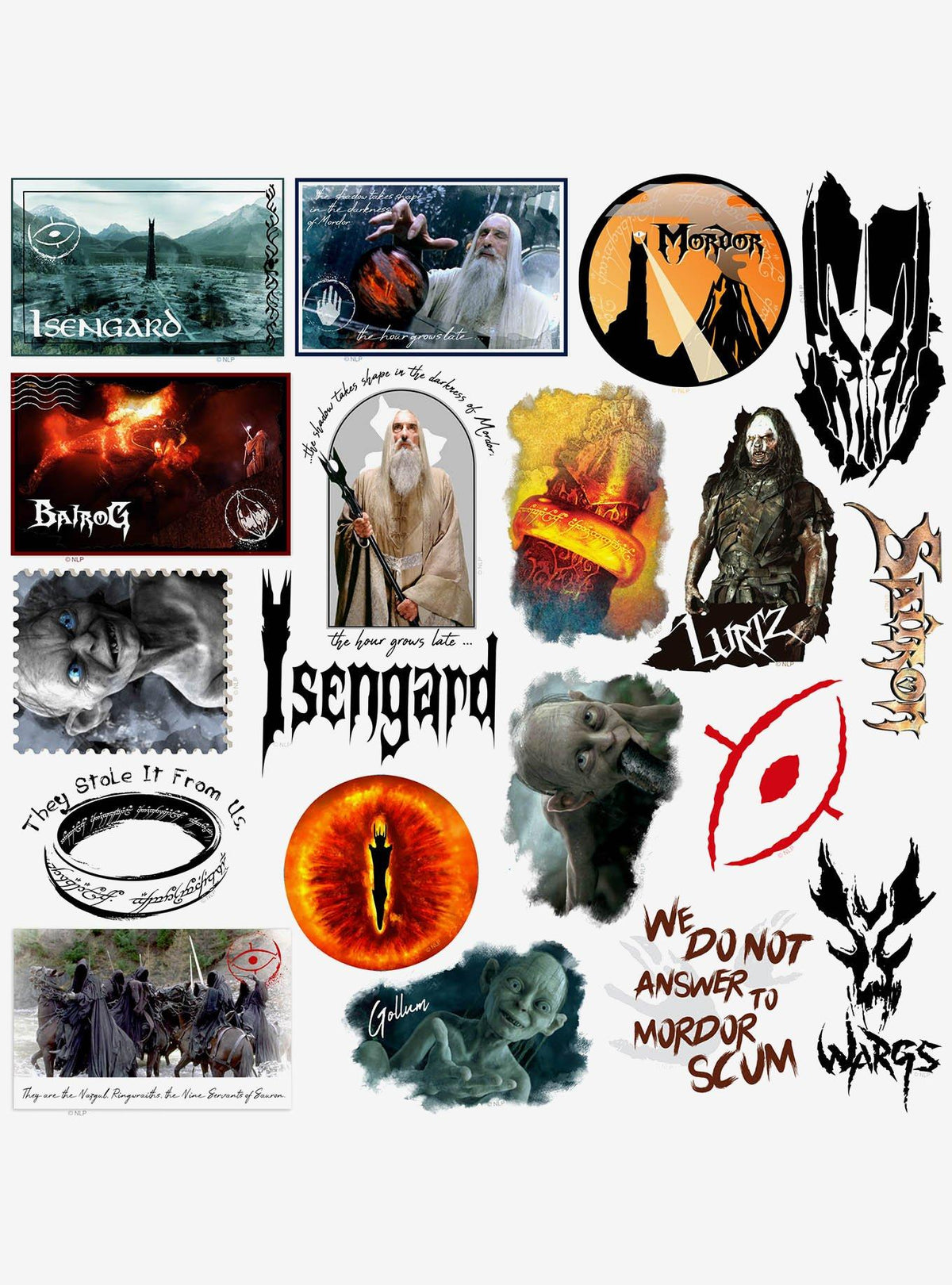 Pack de 100 stickers de El Señor de los Anillos: fuerzas oscuras