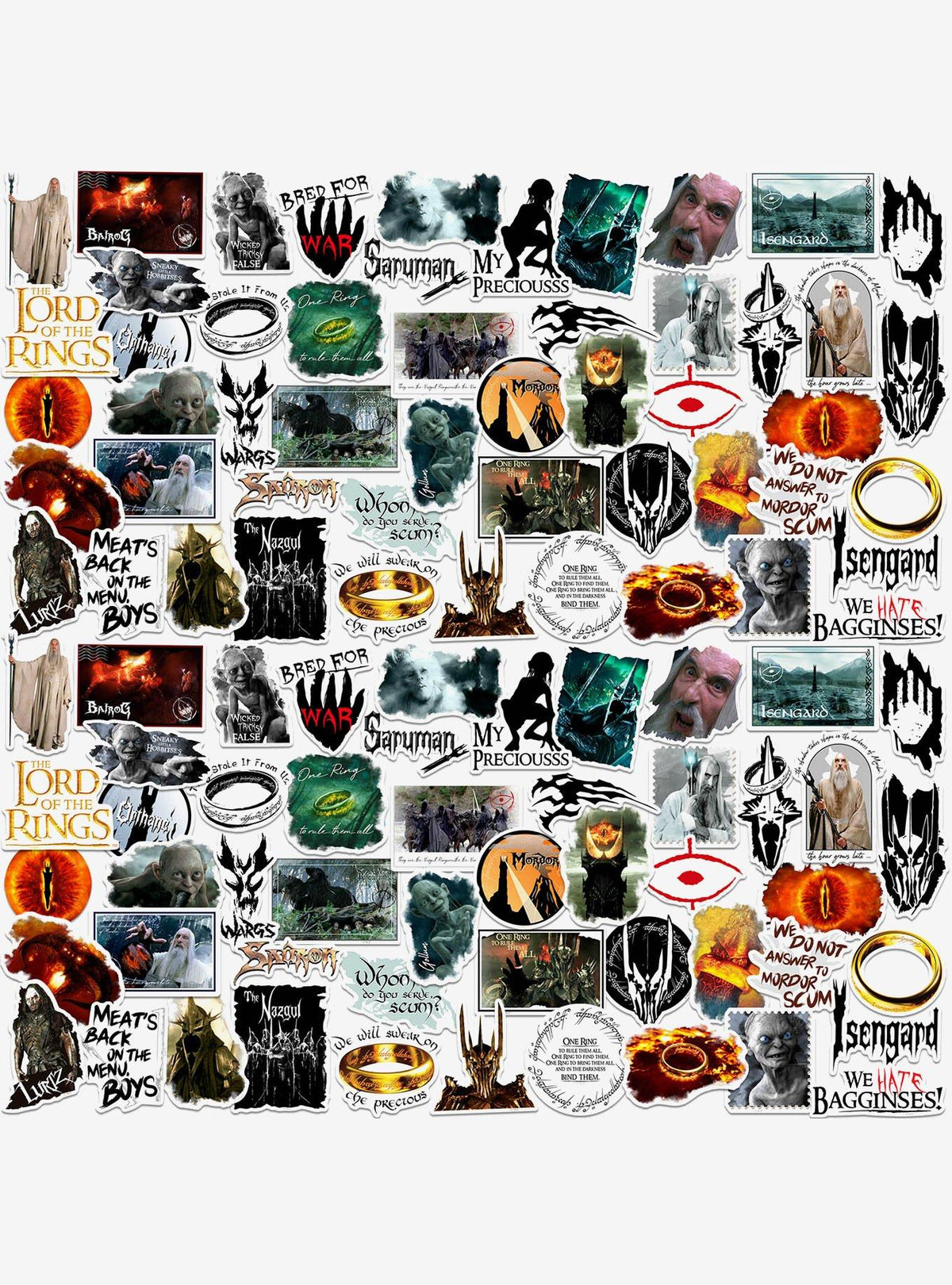 Pack de 100 stickers de El Señor de los Anillos: fuerzas oscuras