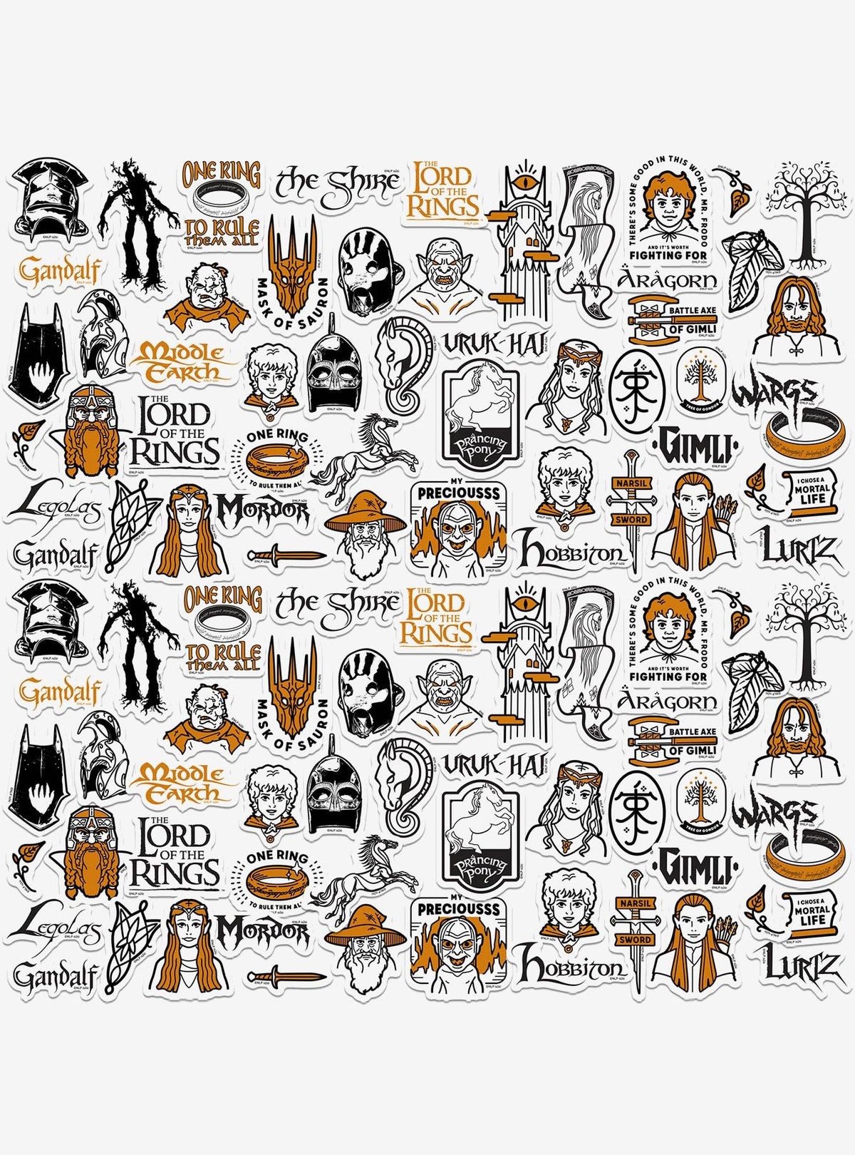 Pack de 100 stickers troquelados de El Señor de los Anillos