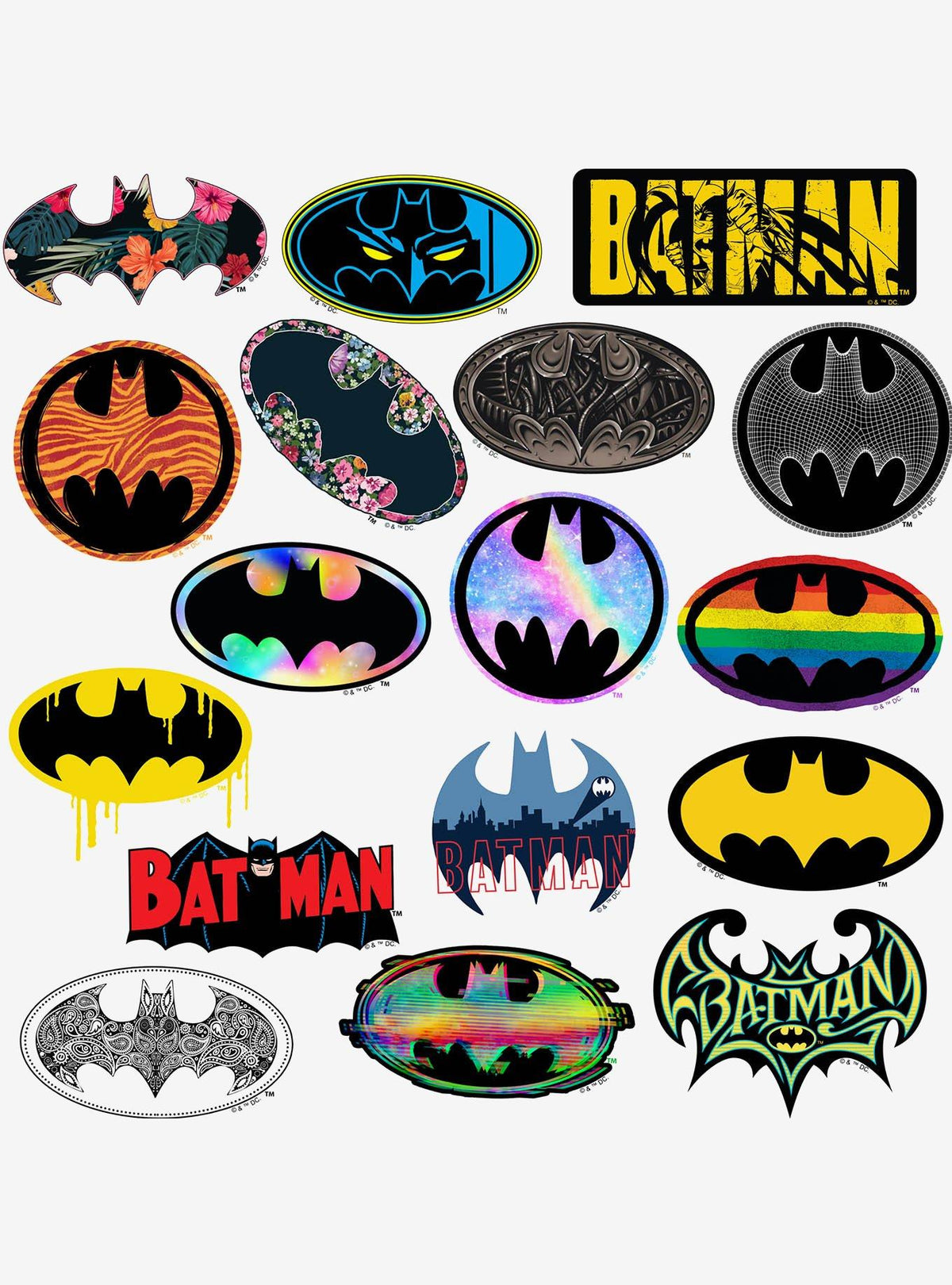 Pack de 100 stickers de logos de Batman